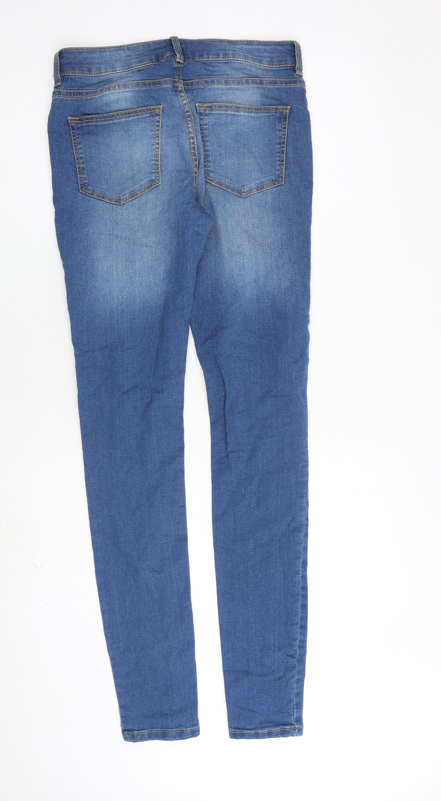 F&F Womens Blue Cotton Skinny Jeans Size 10 L31 in Slim Zip