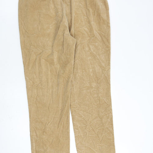 Jones Sport Womens Brown Cotton Trousers Size 12 L30 in Regular Zip