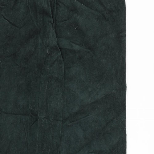 Marks and Spencer Womens Green Cotton Trousers Size 14 L30 in Regular Zip