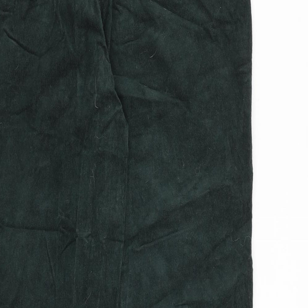 Marks and Spencer Womens Green Cotton Trousers Size 14 L30 in Regular Zip