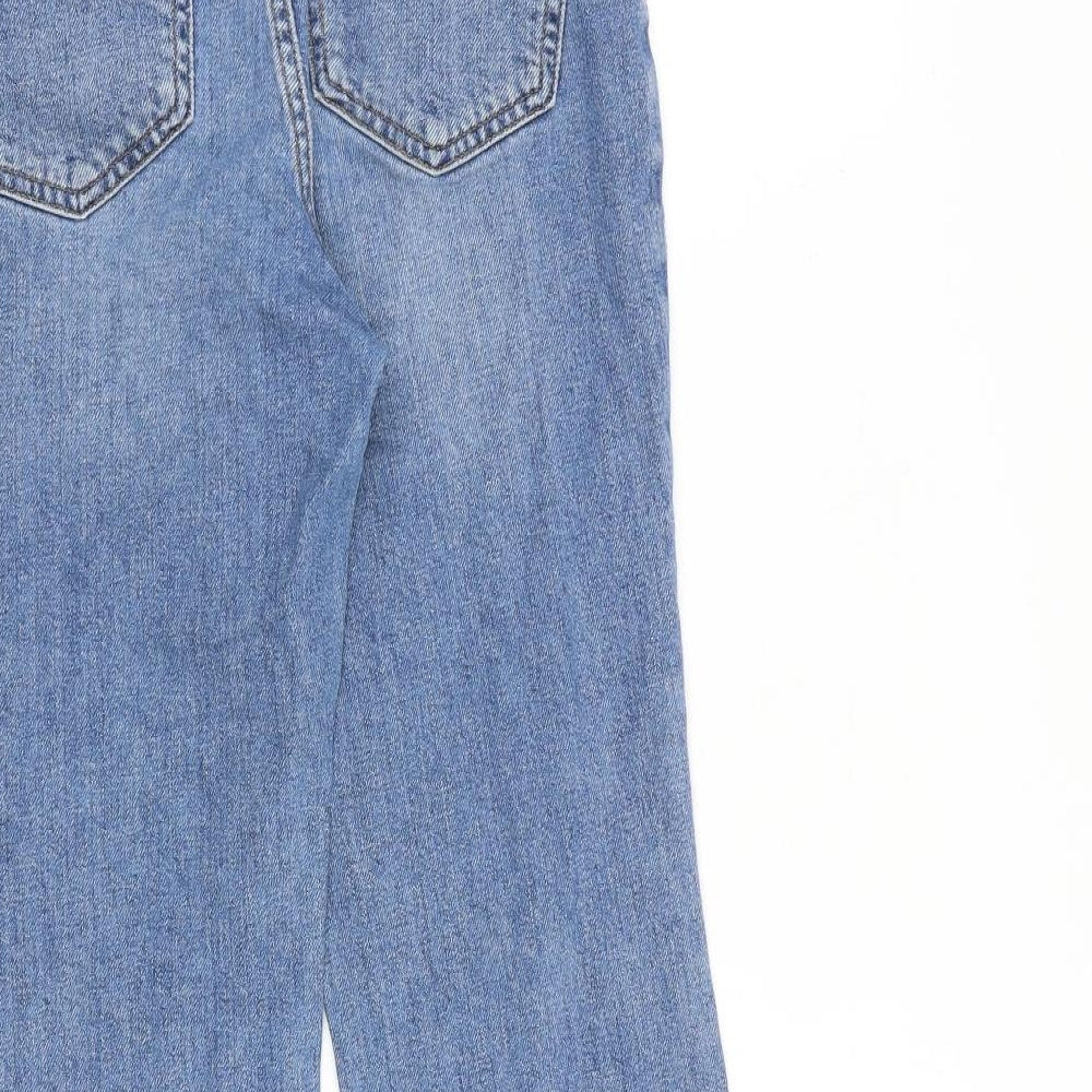 Topshop Womens Blue Cotton Wide-Leg Jeans Size 25 in L30 in Regular Zip
