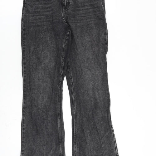 Topshop Womens Grey Cotton Wide-Leg Jeans Size 26 in L30 in Regular Zip