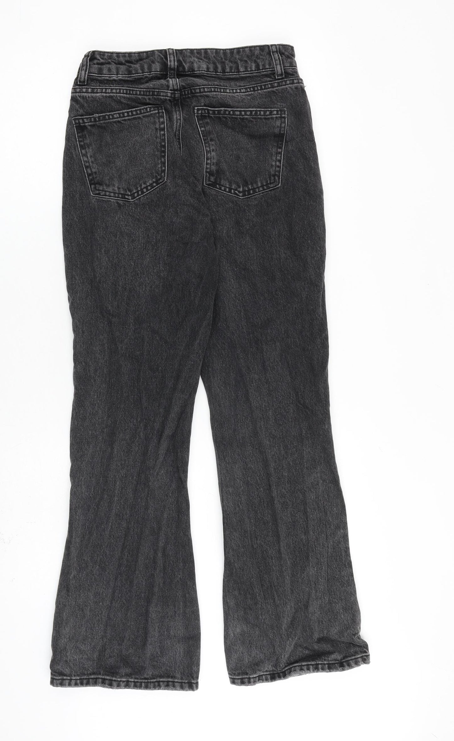 Topshop Womens Grey Cotton Wide-Leg Jeans Size 26 in L30 in Regular Zip