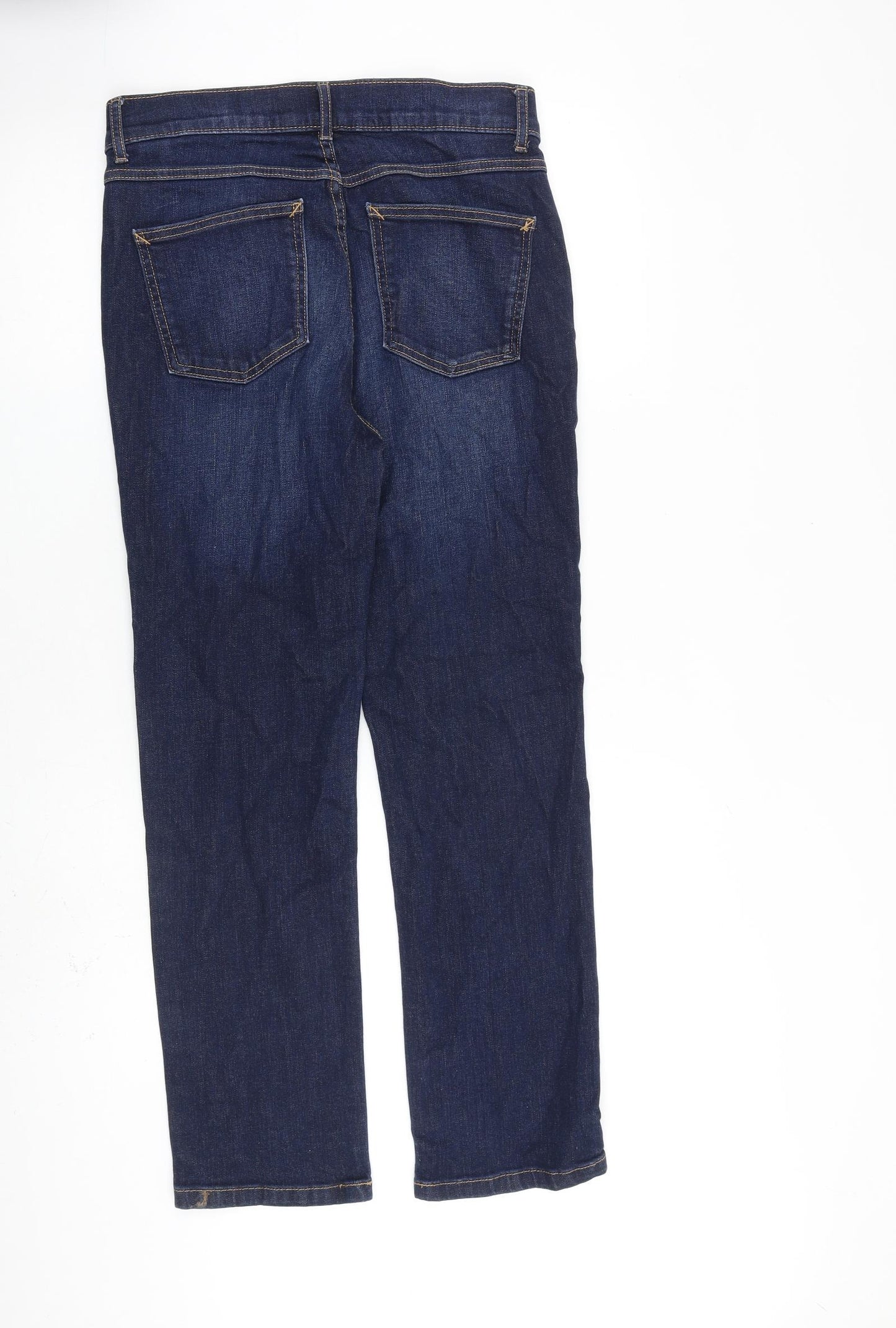 Marks and Spencer Womens Blue Cotton Straight Jeans Size 10 L28 in Regular Zip