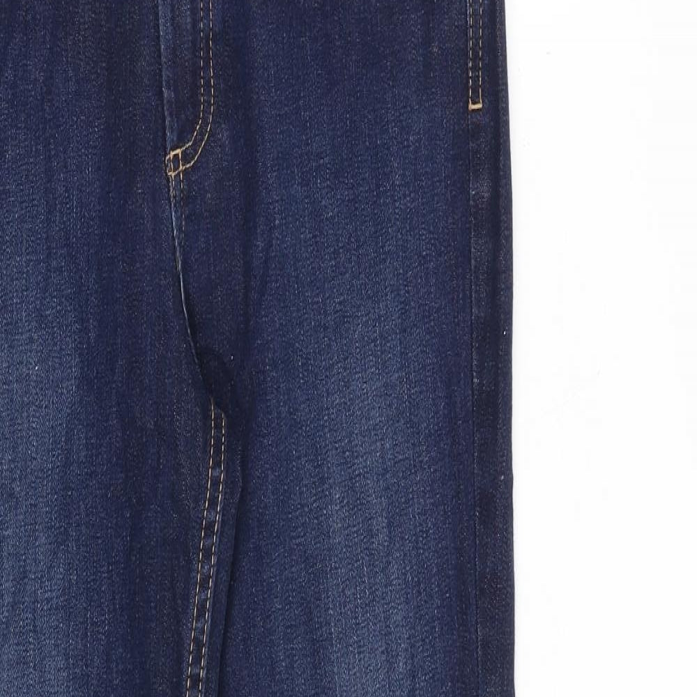 Marks and Spencer Womens Blue Cotton Straight Jeans Size 10 L28 in Regular Zip