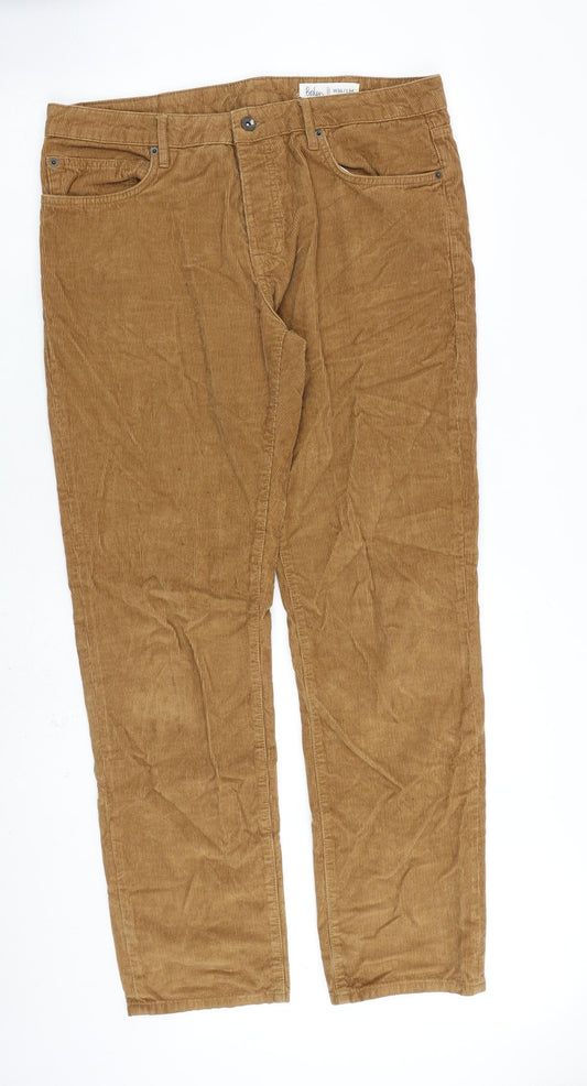 Boden Mens Brown Cotton Trousers Size 36 in L34 in Regular Zip