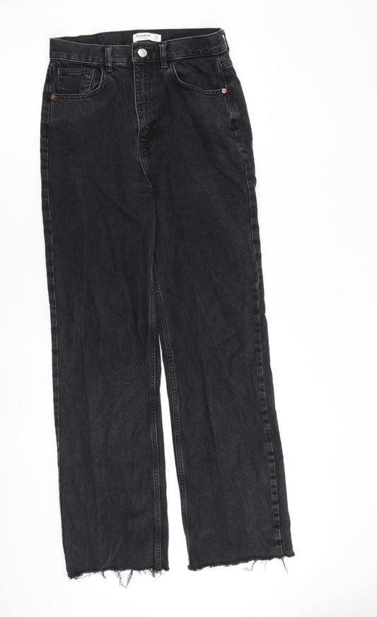 H&M Womens Black Cotton Straight Jeans Size 10 L32 in Regular Zip