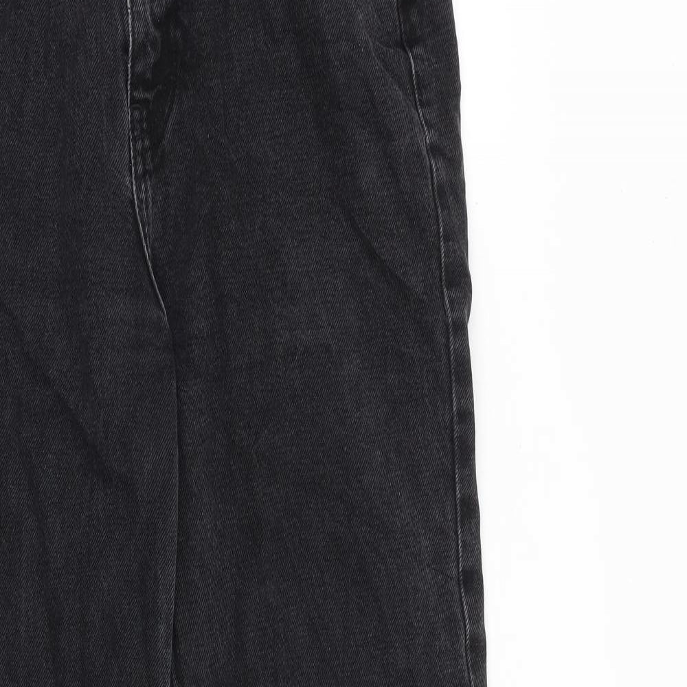 H&M Womens Black Cotton Straight Jeans Size 10 L32 in Regular Zip