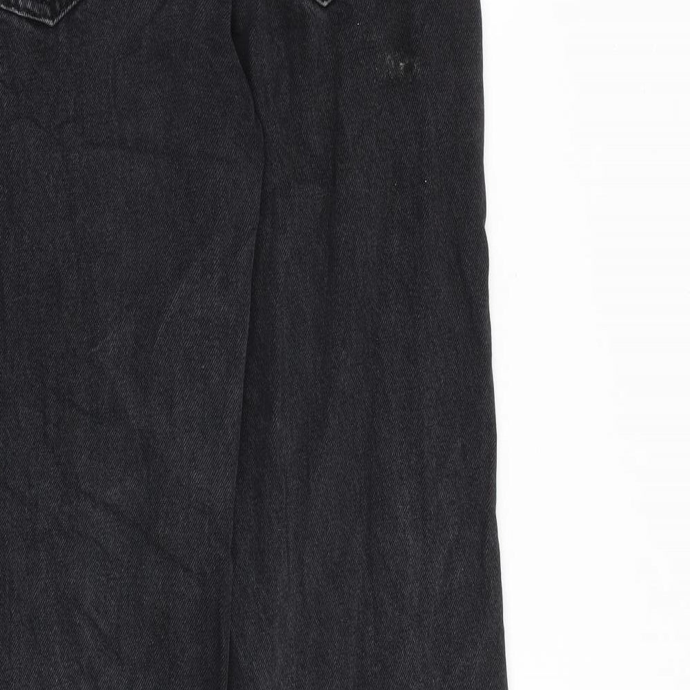 H&M Womens Black Cotton Straight Jeans Size 10 L32 in Regular Zip