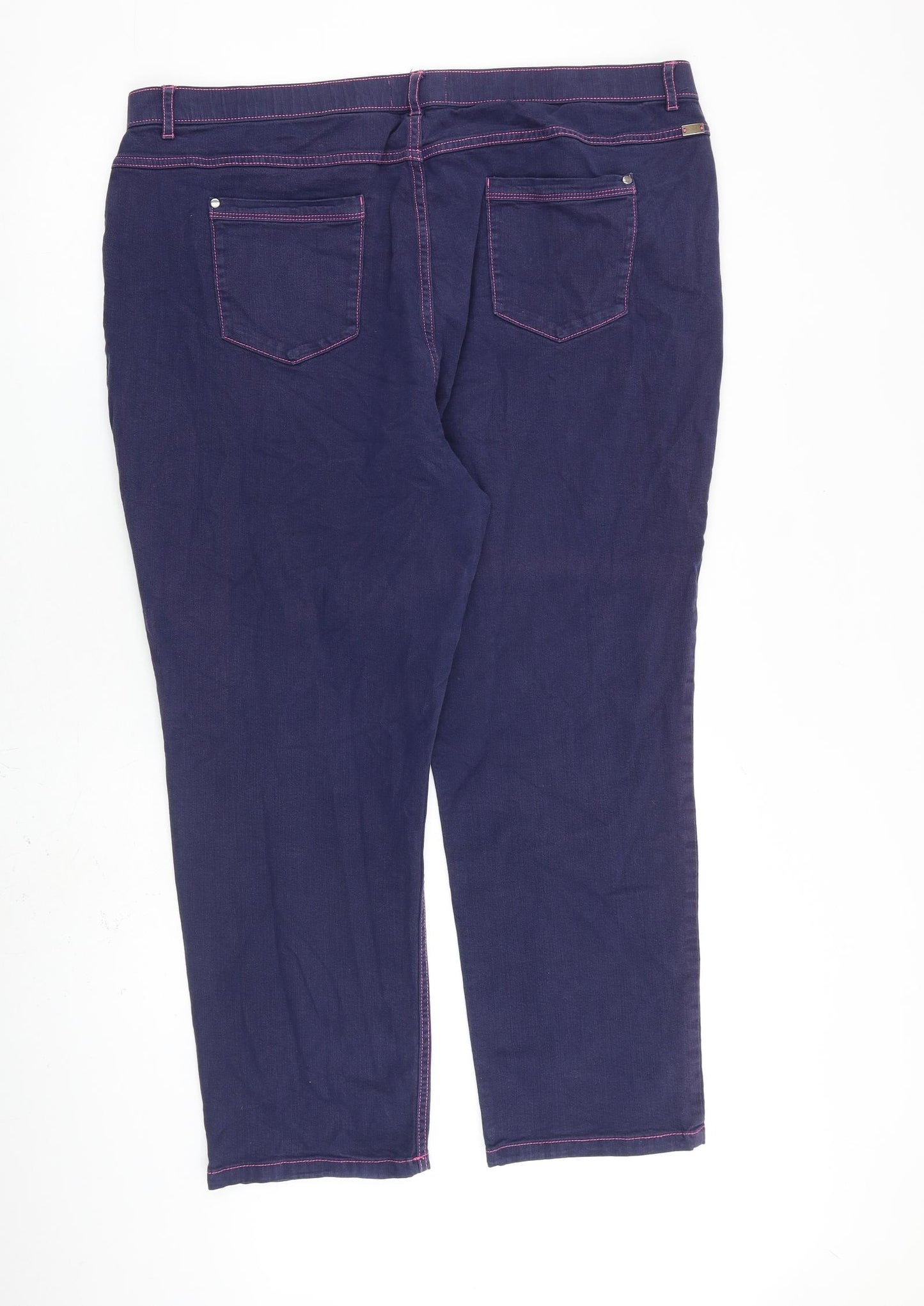 Classic Womens Blue Cotton Cropped Jeans Size 20 L26 in Regular Zip