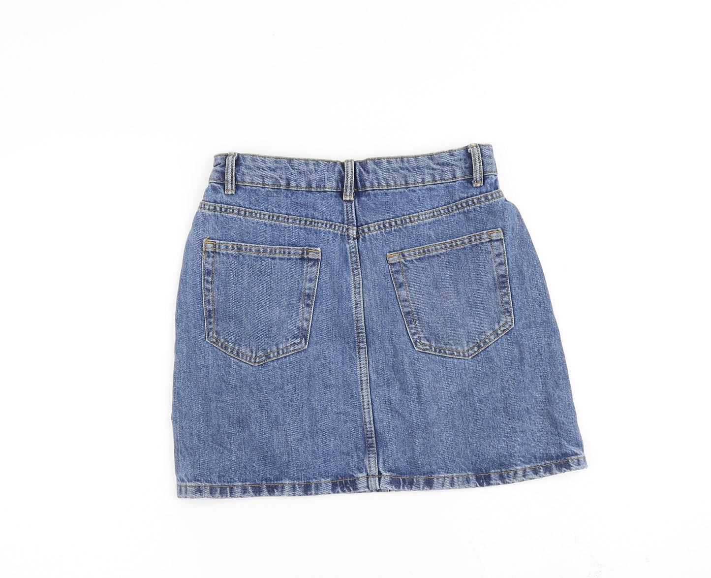 Denim & Co. Womens Blue Cotton Mini Skirt Size 10 Zip