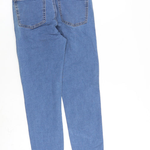 Marks and Spencer Womens Blue Cotton Skinny Jeans Size 10 L28 in Regular Zip