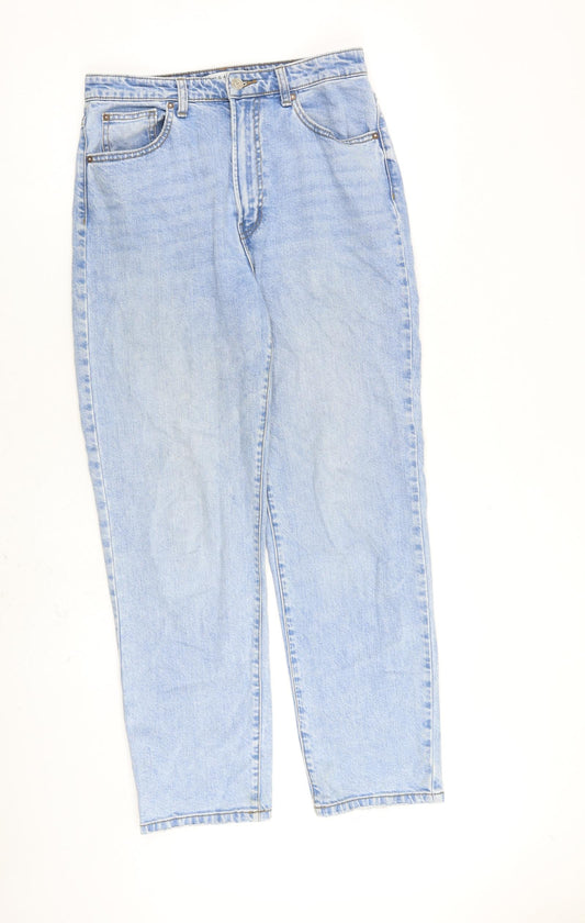 Denim & Co. Womens Blue Cotton Boyfriend Jeans Size 10 L29 in Regular Zip
