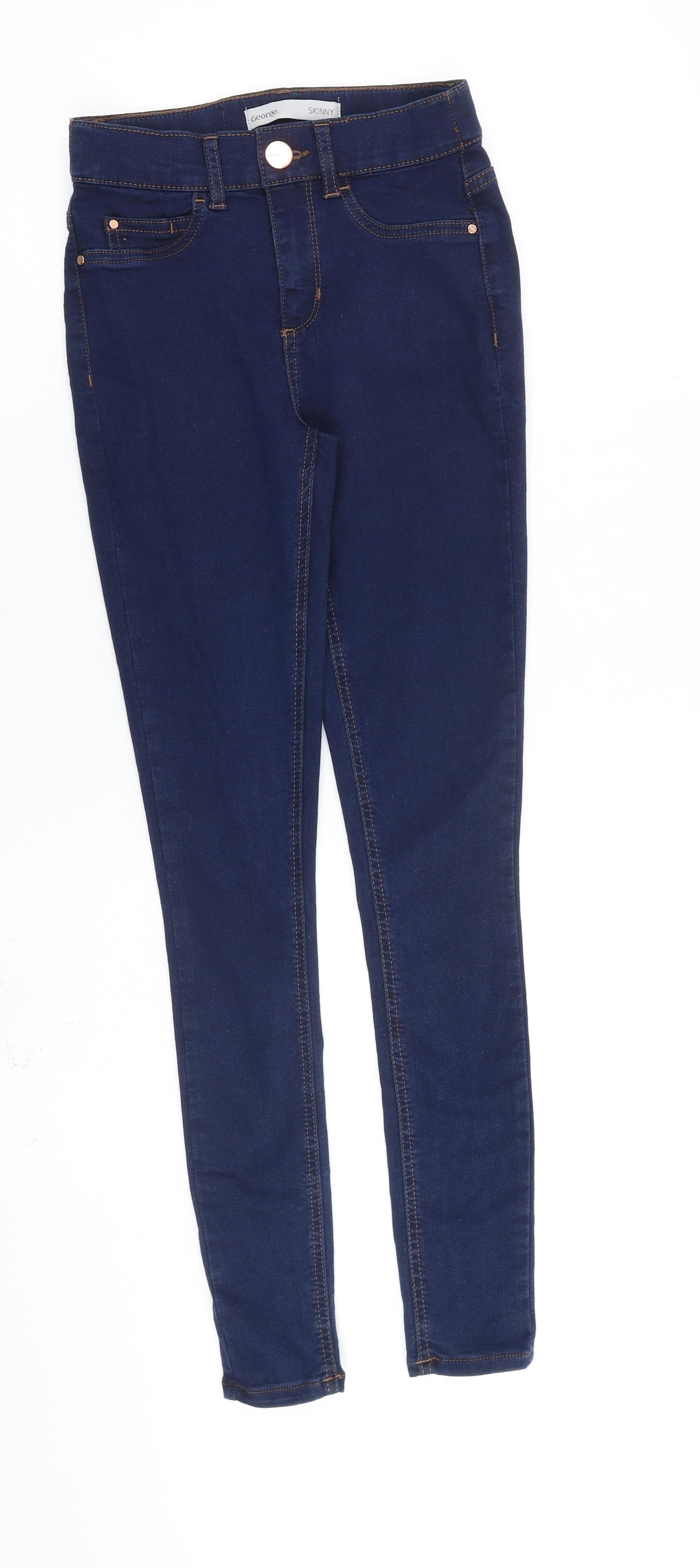 George Womens Blue Cotton Skinny Jeans Size 6 L28 in Slim Zip