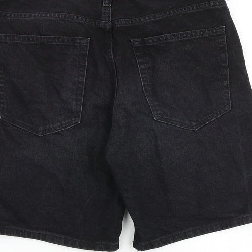 Bershka Mens Black Cotton Chino Shorts Size 32 in L9 in Regular Zip