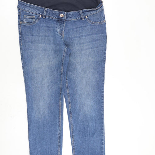 NEXT Womens Blue Cotton Straight Jeans Size 12 L27 in Regular Button