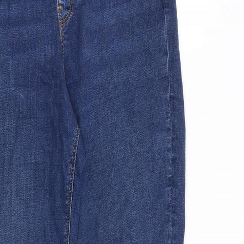 Per Una Womens Blue Cotton Tapered Jeans Size 12 L28 in Regular Zip