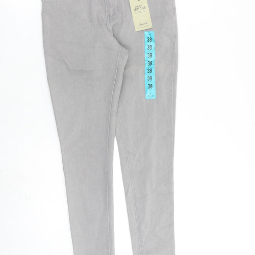 Denim & Co. Womens Grey Cotton Skinny Jeans Size 10 L28 in Slim Zip