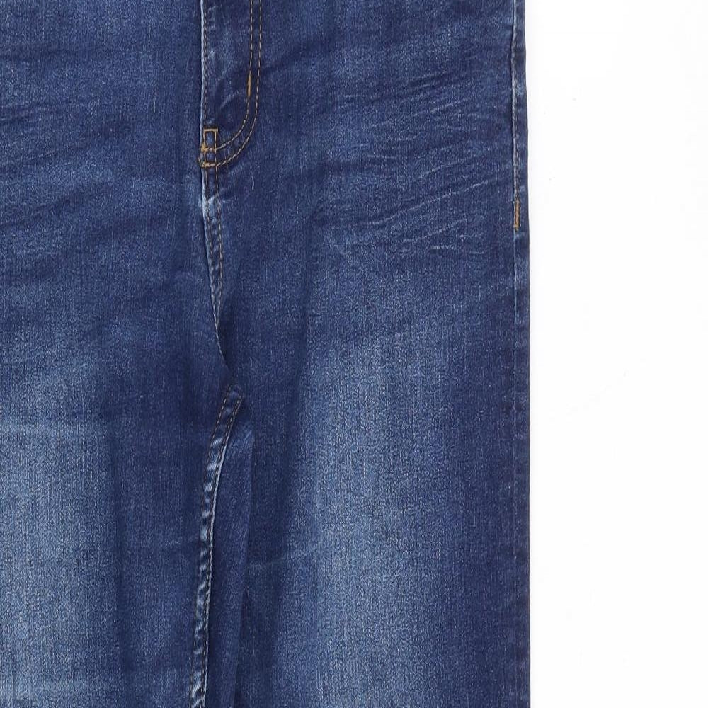 Marks and Spencer Womens Blue Cotton Straight Jeans Size 12 L28 in Regular Zip