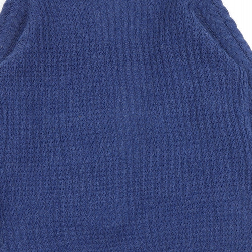 EWM Womens Blue V-Neck Acrylic Cardigan Jumper Size S - Size 10-12
