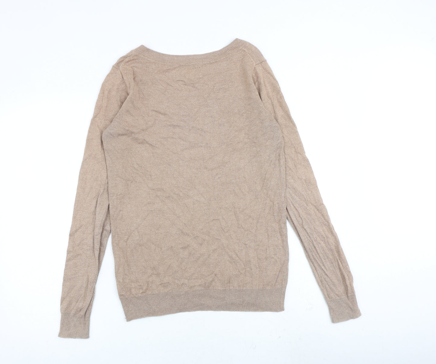 Joules Womens Beige V-Neck Cotton Pullover Jumper Size 10