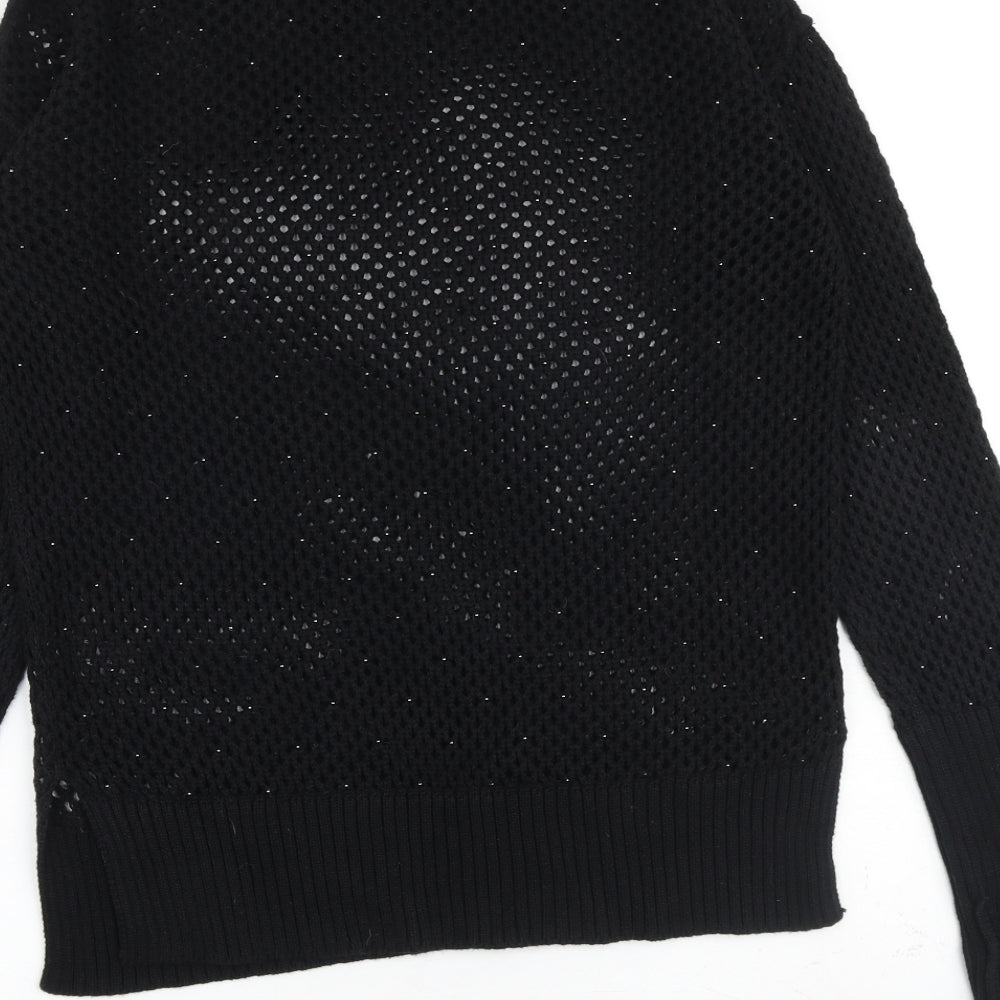 NEXT Womens Black Mock Neck 100% Cotton Pullover Jumper Size 8