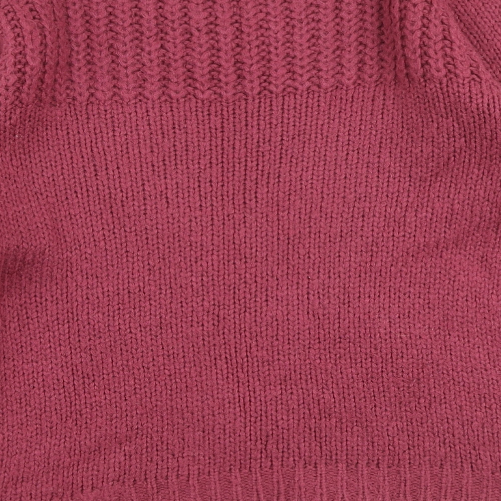 Miss Selfridge Womens Pink Round Neck Acrylic Pullover Jumper Size 6