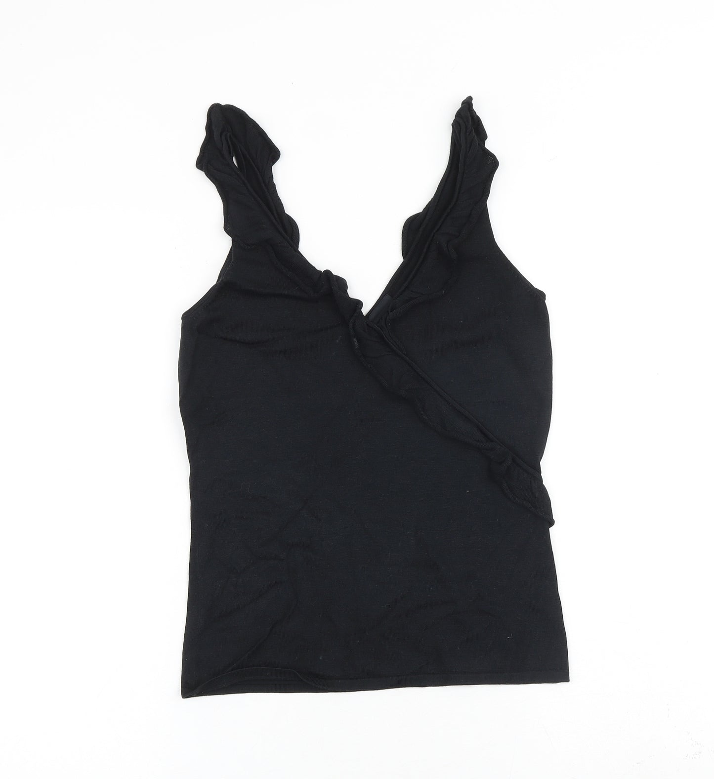 Hobbs Womens Black Polyester Basic Tank Size 10 V-Neck