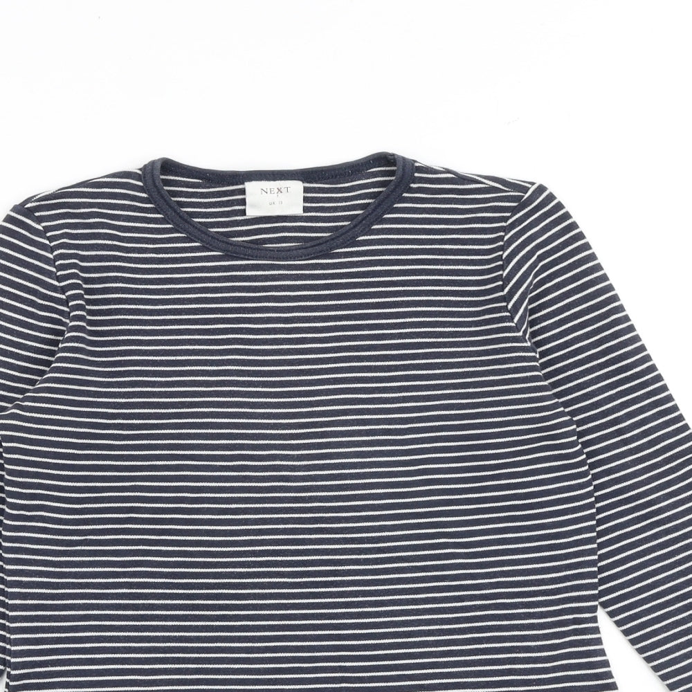 NEXT Womens Blue Striped 100% Cotton Basic T-Shirt Size 10 Round Neck