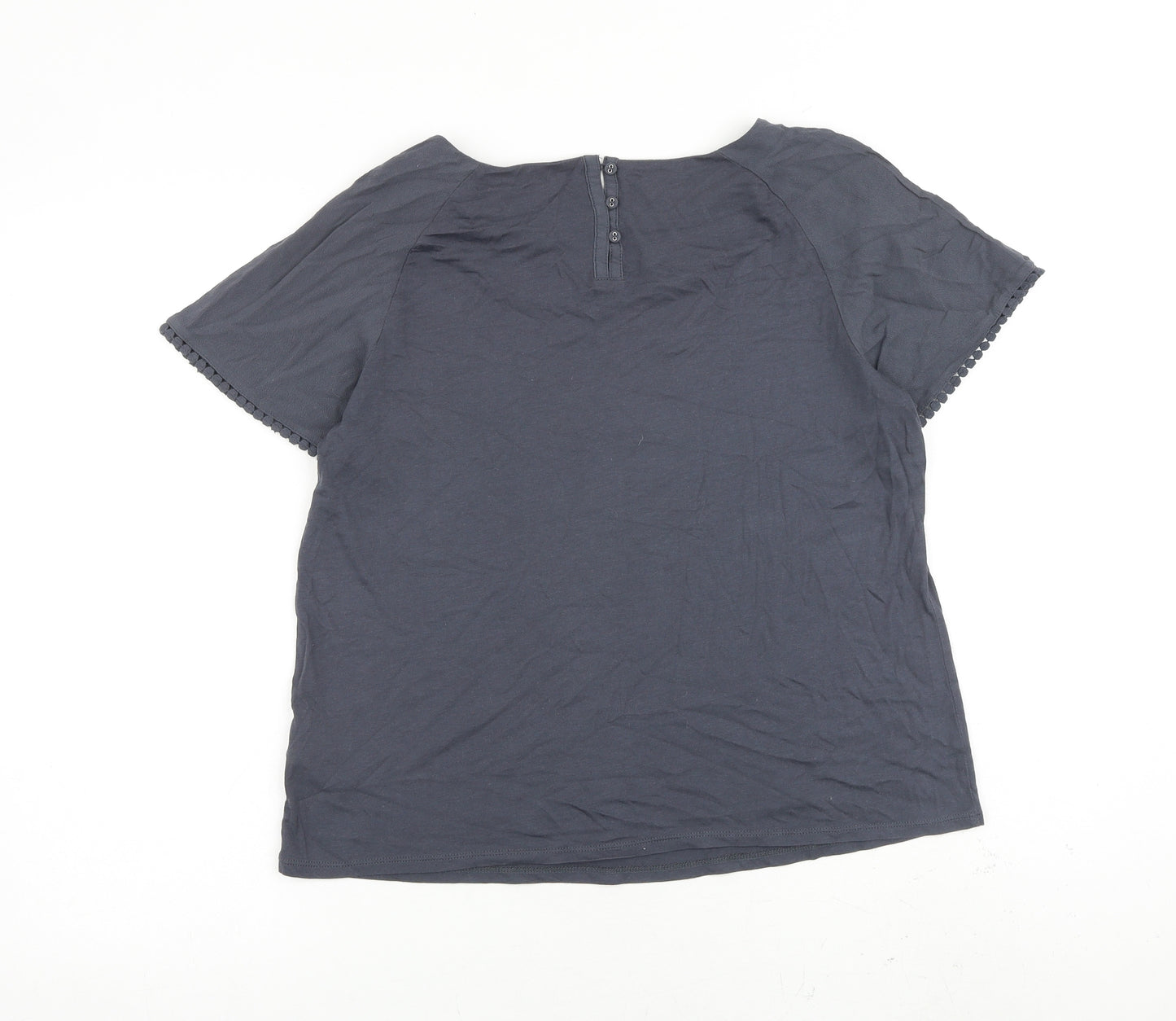 White Stuff Womens Grey Cotton Basic T-Shirt Size 10 Round Neck