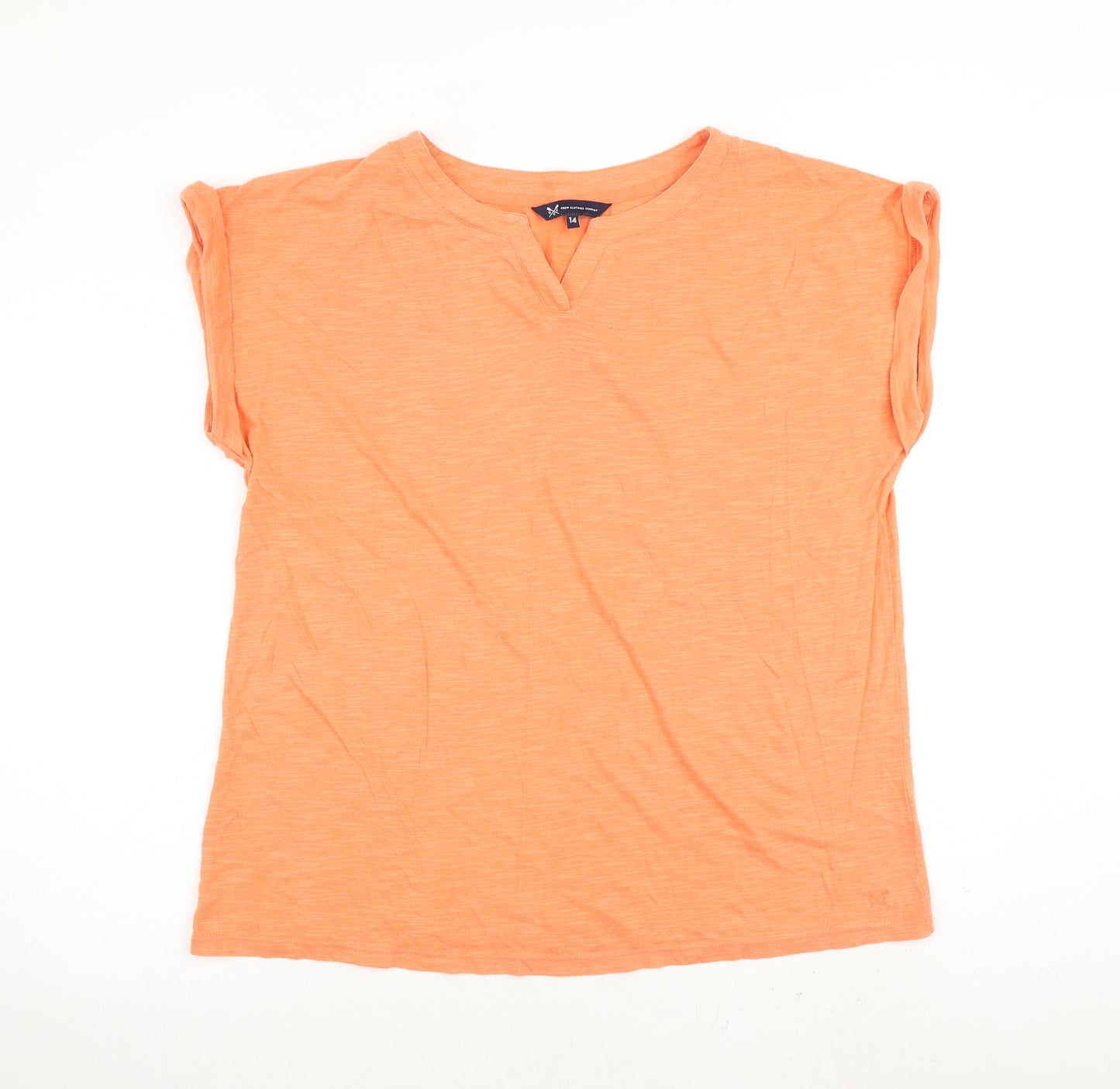 Crew Clothing Womens Orange Cotton Basic T-Shirt Size 14 Henley