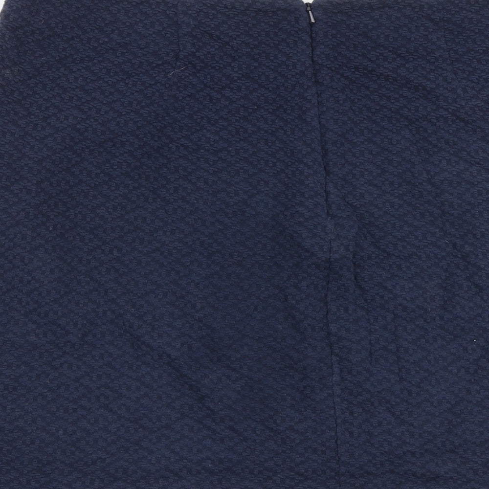 Fat Face Womens Blue Argyle/Diamond Cotton A-Line Skirt Size 12 Zip