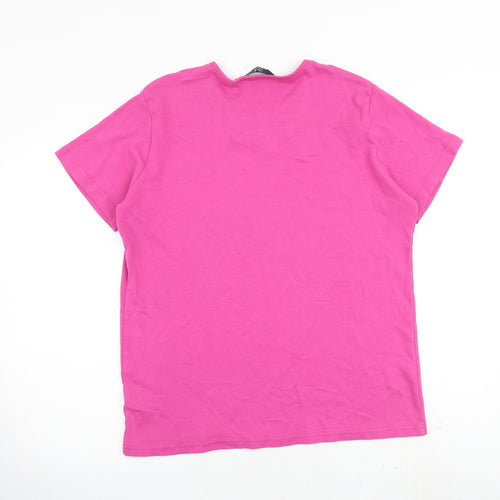 Isle Womens Pink 100% Cotton Basic T-Shirt Size 22 Scoop Neck
