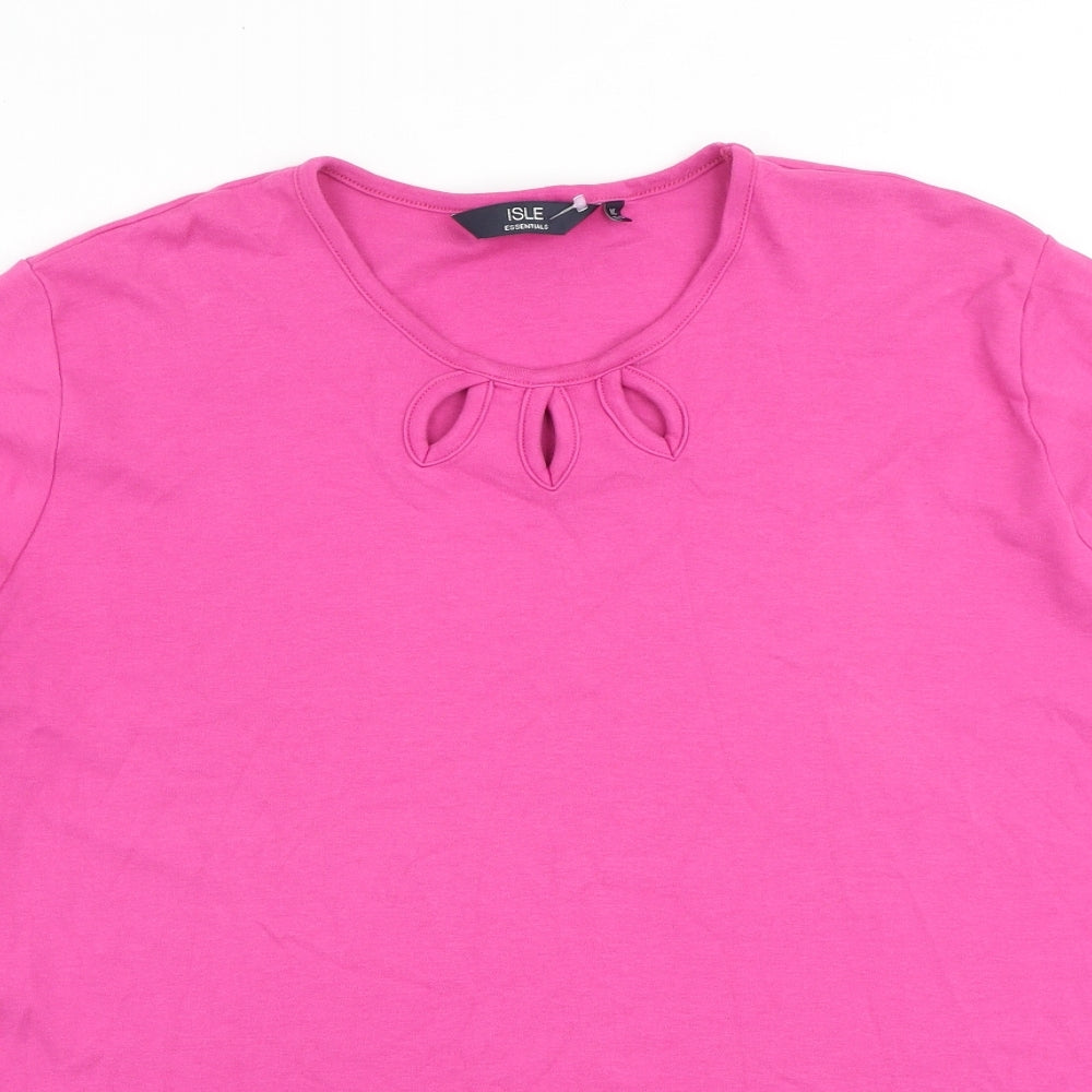 Isle Womens Pink 100% Cotton Basic T-Shirt Size 22 Scoop Neck