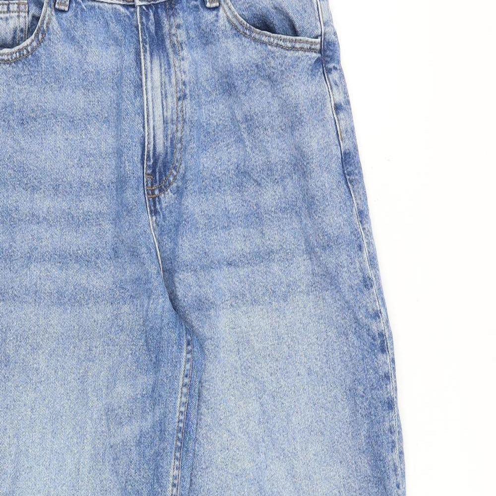 Denim & Co. Womens Blue Cotton Wide-Leg Jeans Size 8 L27 in Regular Zip