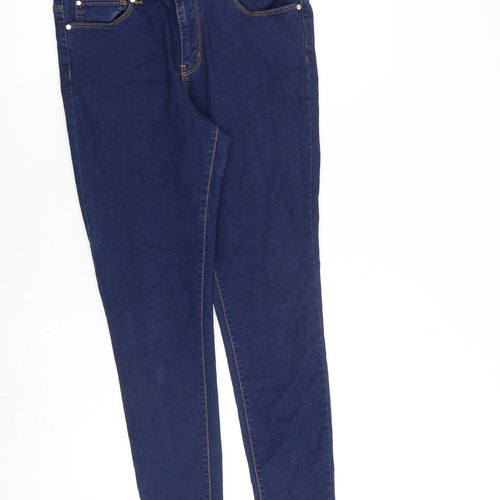 Denim & Co. Womens Blue Cotton Skinny Jeans Size 14 L28 in Slim Zip