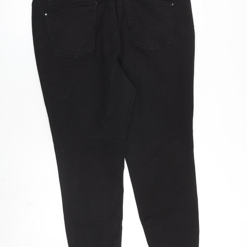 TU Womens Black Cotton Skinny Jeans Size 16 L26 in Slim Zip