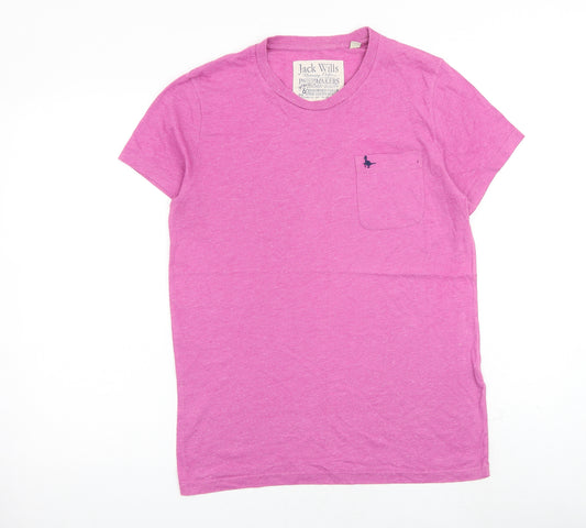 Jack Wills Mens Pink Cotton T-Shirt Size S Crew Neck