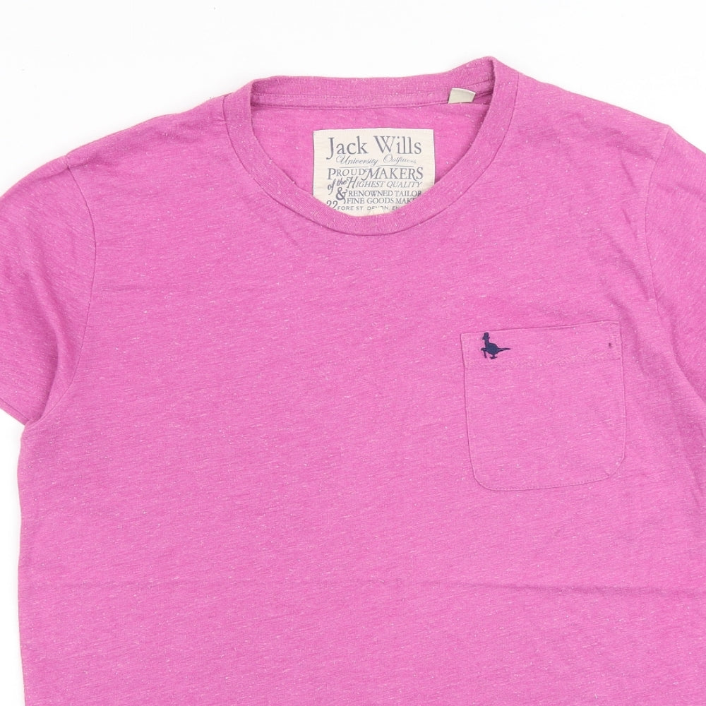 Jack Wills Mens Pink Cotton T-Shirt Size S Crew Neck