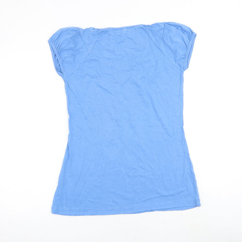 Fat Face Womens Blue 100% Cotton Basic Blouse Size 10 Round Neck