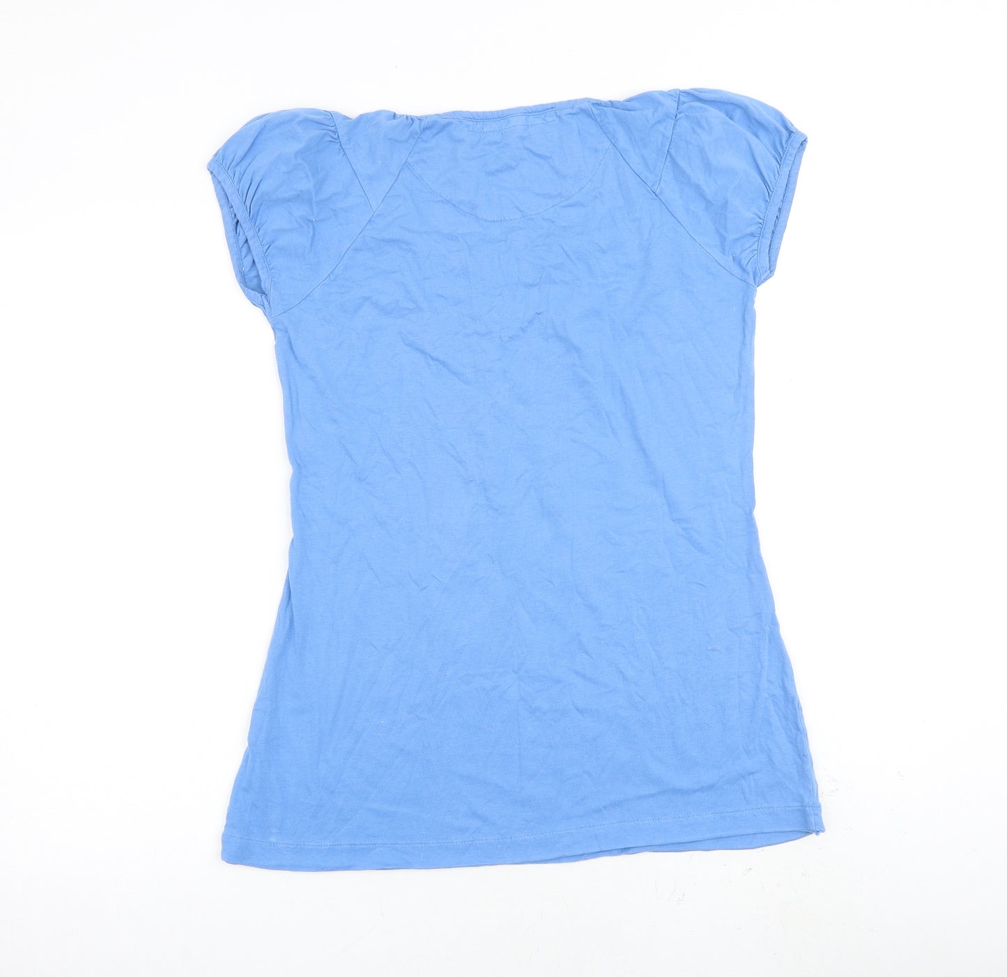 Fat Face Womens Blue 100% Cotton Basic Blouse Size 10 Round Neck