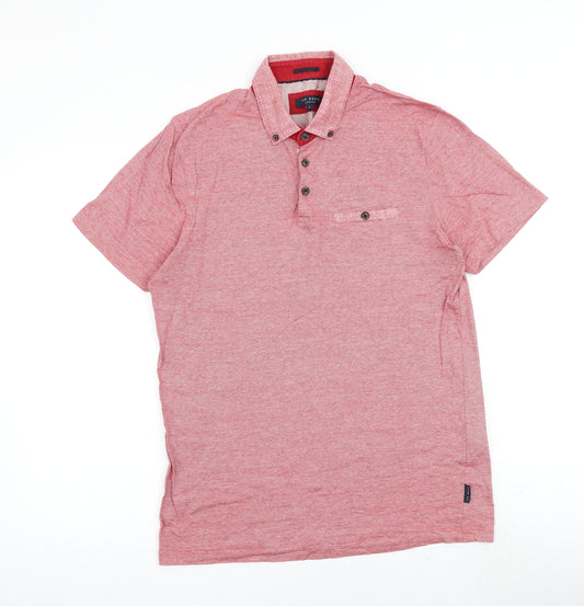 Ted Baker Mens Red 100% Cotton Polo Size S Collared Button