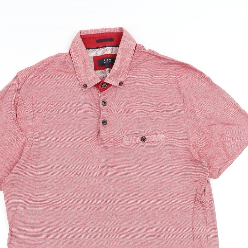 Ted Baker Mens Red 100% Cotton Polo Size S Collared Button