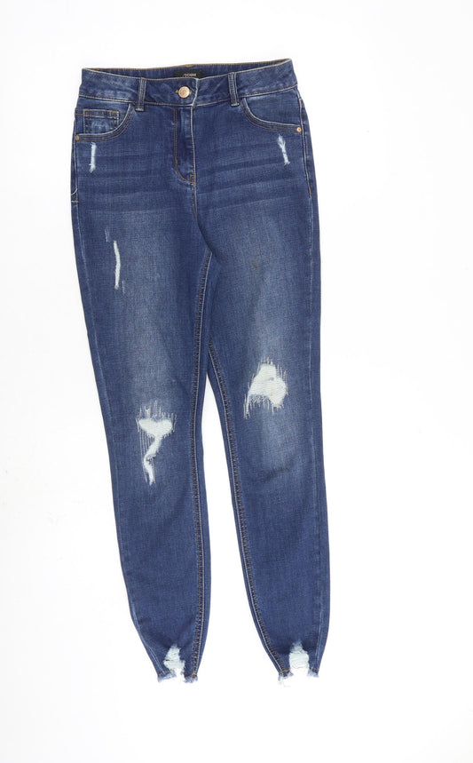 /Denim Womens Blue Cotton Skinny Jeans Size 10 L28 in Regular Zip - Raw Hem
