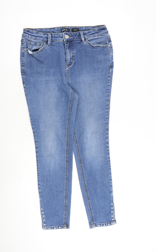 TU Womens Blue Cotton Skinny Jeans Size 12 L26 in Slim Zip