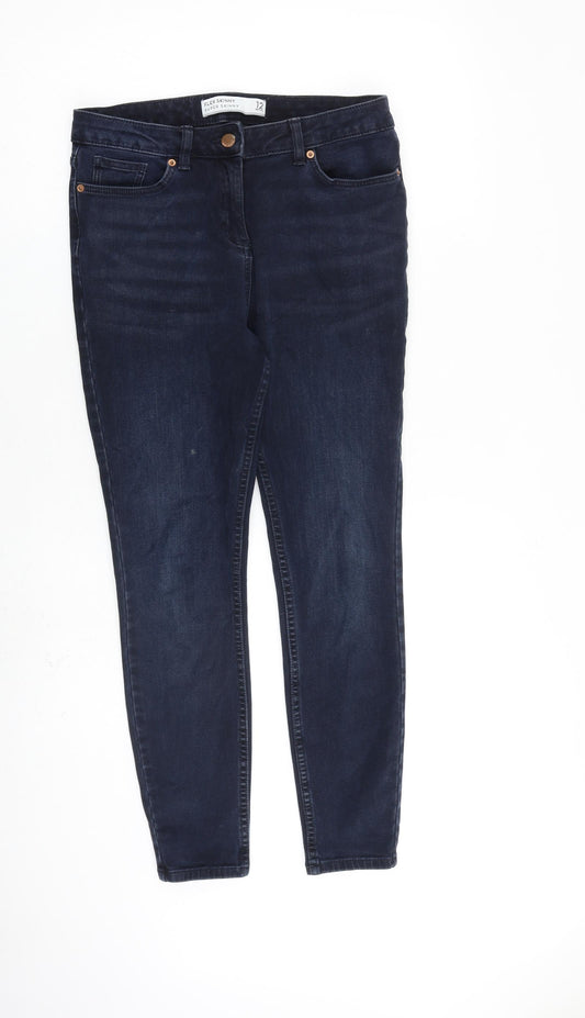 NEXT Womens Blue Cotton Skinny Jeans Size 12 L26 in Slim Zip
