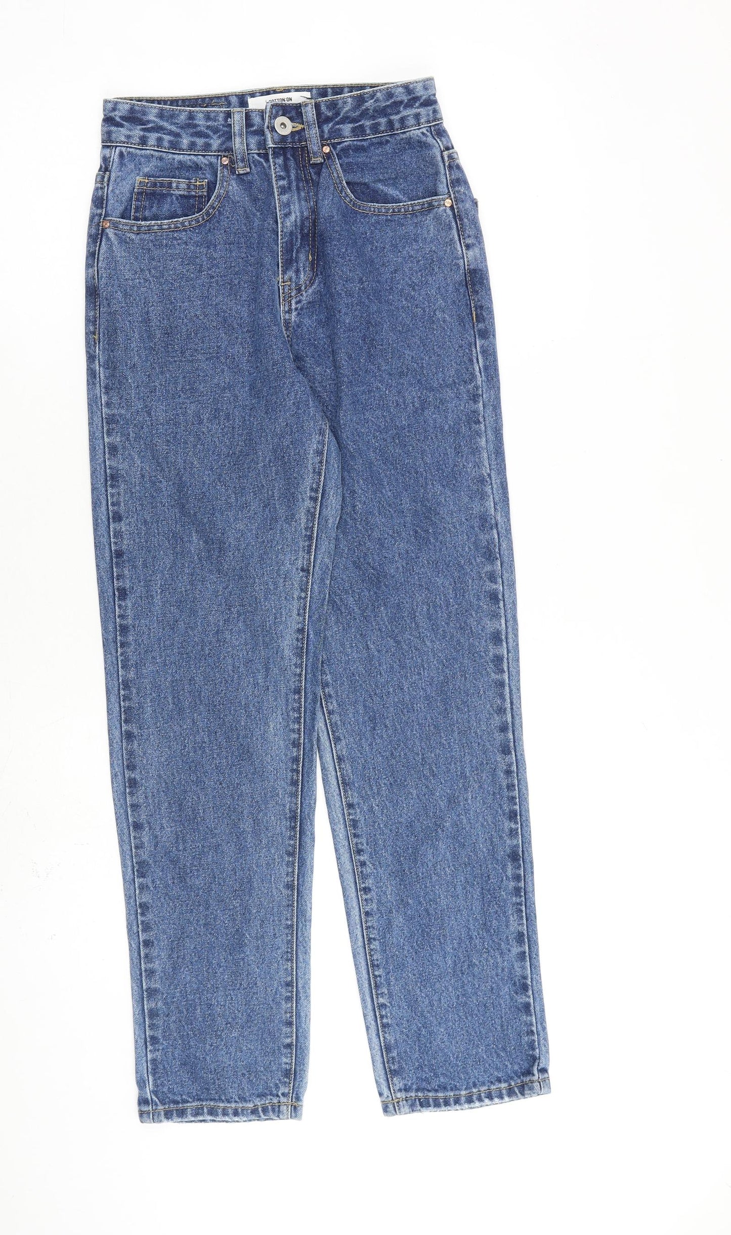 Cotton On Womens Blue Cotton Straight Jeans Size 8 L28 in Regular Zip