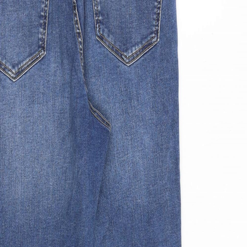 New Look Womens Blue Cotton Skinny Jeans Size 12 L25 in Slim Zip - Raw Hem