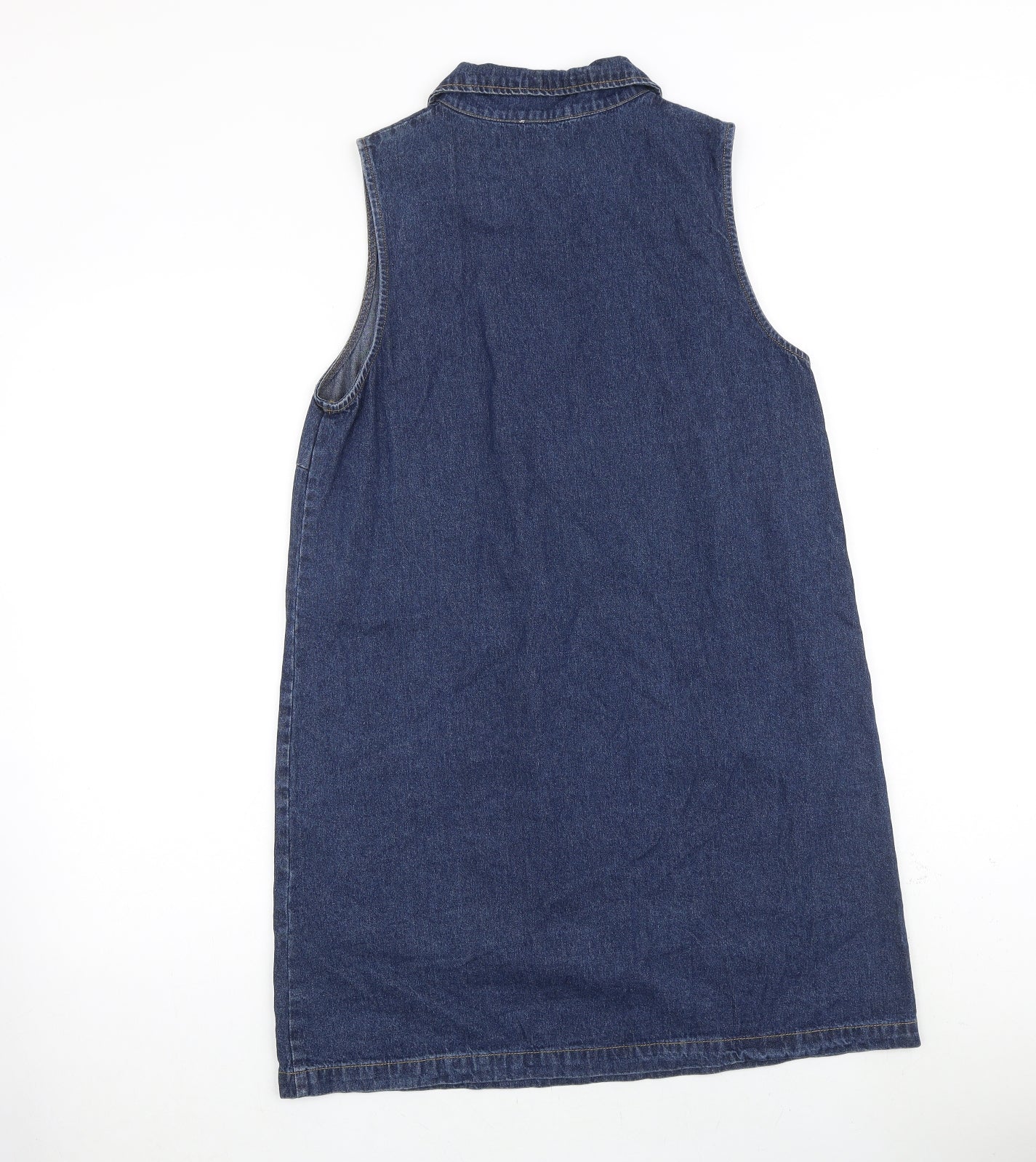 Apricot Womens Blue 100% Cotton Shirt Dress Size 12 Collared Zip
