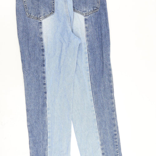 PacSun Womens Blue Cotton Straight Jeans Size 28 in L27 in Regular Zip - Raw Hem Patchwork Denim